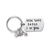 LParkin Dad Keyring Motorcycle Keychains Drive Safe Keychain Ride Safe Daddy I Love You Gift For Father