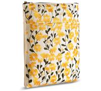 LParkin Daisy Flower Embroidery Book Sleeve with Zipper for Readers Protector Cover Gift for Book Lovers, 11x 8.5 Inch Washable Fabric, Daisy Yellow