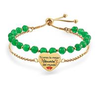 LParkin Doble Cuenta Pulsera Abuela Acero Inoxidable, Regalo Original para Abuela, Obsequios Abuela Personalizados Cumpleaños, 17+5cm, Stainless Steel