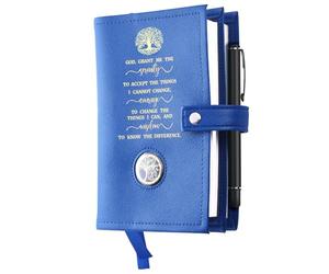 LParkin Double AA Big Book Cover with Coin Holder, PU Leather AA Book Covers for Hardback, Fits AA Big Book and 12 Steps & 12 Traditions, Premium Design God Grant Me the Serenity Cover
