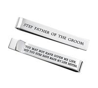LParkin Father of The Bride Gifts Father of The Groom Gifts Wedding Tie Clips Gifts for Groomsmen from The Bride Stainless Steel Tie Bars (Step Father of The Groom - White)