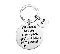 LParkin Father's Day Keyring Keychains Gifts from Son Daughter Keyrings for Dad Daddy Papa Father Stepfather - I'll Always Be Your Little Girl.You Will Always Be My Hero