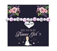 LParkin Flower Girl Bracelet Flower Girl Gifts from Bride Purple Pearl Bracelets Wedding Gift for Little Girls