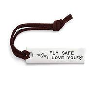 LParkin Fly Safe I Love You I Need You Here with Me Keyring You Carry My Heart Luggage Tag Helicopter Flight Attendant Flight School Graduation Pilot Travel Gifts Stainless Steel