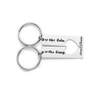 LParkin His Crazy Her Calm Couples Gift Keyring Set His and Hers Gift Boyfriend Girlfriend Keyring Calm Matching Couples Key chain
