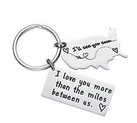 LParkin I Love You More Than The Miles Between Us Long Distance Relationship Boyfriend Girlfriend Going Away Gift State Keychain