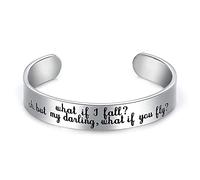 LParkin Inspirational Bracelets For Women Graduation Gifts Cuff Bracelet What If I Fall Oh But My Darling What If You Fly spiritual Gift for women