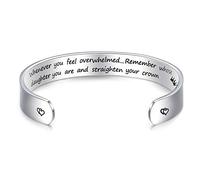 LParkin Inspirational Encouragement Gifts Women Bracelet Whenever You Feel Overwhelmed Remember Whose Daughter You are 3/8” 6” Stainless Steel Polished Finish