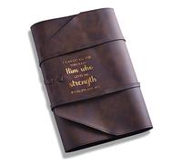 LParkin Leather Bible Cover for Men and Women I CAN DO All This Through Him Who Gives ME Strength Bible Wrap Around Strap Bible Cover Gifts