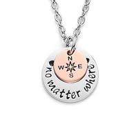 LParkin Long Distance Relationships Gifts Friendship Necklace No Matter Where Compass Necklaces BFF Jewelry M