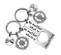 LParkin No Matter What No Matter Where Keyring Best Friend Long Distance Friendship Relationship Gift Polished Finish Set of 2