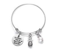 LParkin Pineapple Bracelet Be A Pineapple Stand Tall Wear A Crown Tropical Inspirational Bangle Bracelet Friendship Bracelets Gift