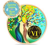LParkin Recovery Sisters 6 Year Sobriety Coin, 6 Year Sober Coin, Tree of Life AA Medallion, Sobriety Gifts for Sisters, Alcoholics Anonymous Token