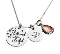 LParkin She Believed She Could So She Did Pendant Necklace Birthstone Motivation Jewelry