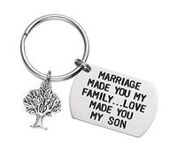 LParkin Stepson Gifts Marriage Made You My Family Love Made You My Son Keyrings from Stepmother Stepfather Boys Keyring for Men Wedding Gift for Stepson Bonus-Son Son-in-Law