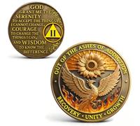 LParkin Two Years Recovery Sobriety Coin with Serenity Prayer for Women Men | Alloy 3D Engraving Phoenix Sunflower AA Motivation Inspirational Token Anniversary Gifts Sobriety Milestones For Women Men