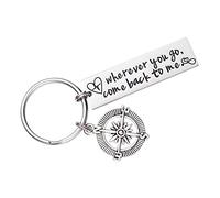LParkin Wherever You Go Come Back to Me Graduation Keyring Friend Gift College Gift Moving Gift Deploying Partner Boyfriend Girlfriend Husband Wife Gifts