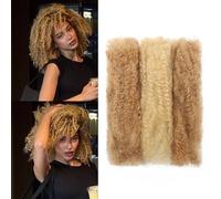 LPARMJIT Afro Kinkys Bulk Human Hair 8-Inch 30 g/Bundle Kinky Curly Braiding Human Hair for Locs, Twists, Loc Repair, Dreadlock Extension. (P27/613, 12 Inch (1 Pack)