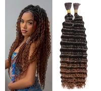 LPARMJIT Deep Wave Bulk hair for Braiding 18 inch 2 Bundles/Pack No Weft for Braiding Wavy Synthetic Braiding Hair Extensions for Boho Braids (T30, 18inch(1pack))