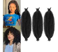 LPARMJIT Springy Afro Twist Hair 16 Inch 3 Packs Pre-Separated Kinky Marley Twist Braided Hair For Soft Butterfly Locs Pre-Fluffed Afro Twist Hair Extensions. (16inch(Pack of 3), 1b)