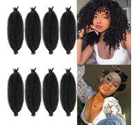 LPARMJIT Springy Afro Twist Hair 16 Inch 3 Packs Pre-Separated Kinky Marley Twist Braided Hair For Soft Butterfly Locs Pre-Fluffed Afro Twist Hair Extensions. (16inch(Pack of 8), 1b)