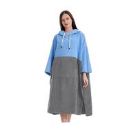 LPATEBCVU Changing Robe Hooded Beach Towel for Adults - Quick-Dry Bath Robe with Patchwork Design Surf Changing Poncho(Blue)