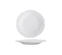 LPATEBCVU Fruit Bowl Flower Ceramic Bowl Pure White Creative Cabbage Relief Tableware Fruit and Vegetable Salad(8.25-inch Flat disc)