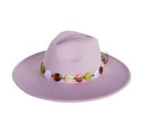 LPATEBCVU Jazz Hat 9.5 Cm Wide Brim Fedora Hat For Women Men's Jazz Solid Top Entic Cap Flat Hombre(Color 26)