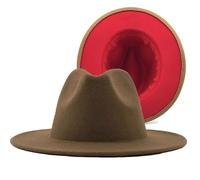 LPATEBCVU Jazz Hat Wool Felt Fedora Hat Wide Brim Jazz Party For Women Men Autumn Winter Fashion(Color43,56-58 cm)