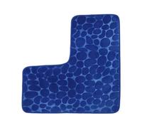 LPATEBCVU L Shaped Bathroom Rug Cobblestone Non-slip Bathroom Mat L-shaped Corner Toilet Machine Washable Soft Absorbent WC Floor Bath Shower Mats(Blue)
