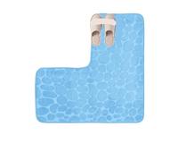 LPATEBCVU L Shaped Bathroom Rug L-shaped Bath Mats Cobblestone Cotton Solid Color Floor Mat for Bathroom Absorbent Non-slip Door Home Decoration(Sky Blue 1)
