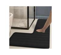 LPATEBCVU L Shaped Bathroom Rug Simple L-shaped Long Strip Bathroom Non-slip Floor Mat Absorbent Cushion Home Shower Room Corner Carpet Door(Black,120x80x45cm)