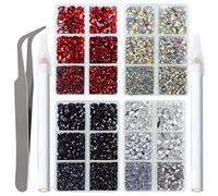LPBeads 10000pcs Hotfix Rhinestones Flatback Glass Crystal Clear Red AB Crystal and Black Rhinestone with Tweezers and Picking Pen for Crafts Clothes Nail Art