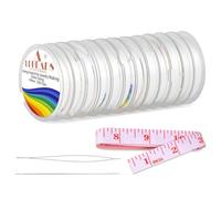 LPBeads 12 Rolls 0.8mm Elastic Stretchy String Cord for Bracelet Jewelry Making with Beading Needles and Ruler