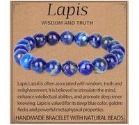 LPBeads Handmade Natural Gemstone Stretch Elastic Bracelet Healing Crystal Round Stone Beads Jewelry Gifts For Women Men, 10mm, Natural lapis lazuli, natural- lapis lazuli