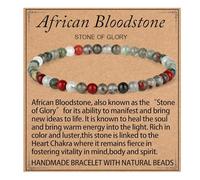 LPBeads Handmade Natural Gemstone Stretch Elastic Bracelet Healing Crystal Round Stone Beads Jewelry Gift for Women Men, 4mm, Natural African Bloodstone, Natural African Bloodstone