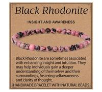 LPBeads Handmade Natural Gemstone Stretch Elastic Bracelet Healing Crystal Round Stone Beads Jewelry Gift for Women Men, 6mm, Natural Rhodolite, Natural Rhodolite