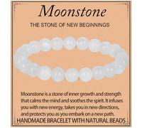 LPBeads Handmade Natural Gemstone Stretch Elastic Bracelet Healing Crystal Round Stone Beads Jewelry Gifts For Women Men, 4mm, Natural Moonstone, ntaural-moonstone