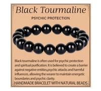 LPBeads Handmade Natural Gemstone Stretch Elastic Bracelet Healing Crystal Round Stone Beads Jewelry Gifts For Women Men, 4mm, Natural Black Tourmaline, Natural Black Tourmaline