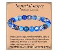 LPBeads Handmade Natural Gemstone Stretch Elastic Bracelet Healing Crystal Round Stone Beads Jewelry Gift for Women Men, 6mm, Natural Jasper, Natural Jasper