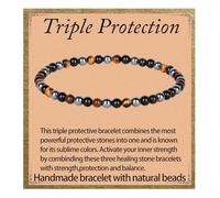 LPBeads Handmade Natural Gemstone Stretch Elastic Bracelet Healing Crystal Round Stone Beads Jewelry Gifts For Women Men,4mm,Onyx Tiger Hematite Mixed,onyx tiger