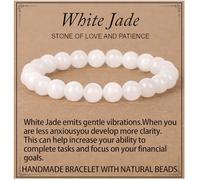 LPBeads - Natural Gemstone Stretch Bracelet Handmade Healing Crystal Round Stones Gift for Women Men, 4mm, Natural White Jade, Natural White Jade