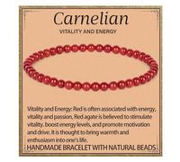 LPBeads - Natural Gemstone Stretch Bracelet Handmade Healing Crystal Round Stones Gift for Women Men, 4mm, Natural Carnelian, natural carnelian
