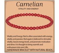 LPBeads - Natural Gemstone Stretch Bracelet Handmade Healing Crystal Round Stones Gift for Women Men, 8mm, Natural Carnelian, natural carnelian