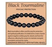 LPBeads - Natural Gemstone Stretch Bracelet Handmade Healing Crystal Round Stones Gift for Women Men, 8mm, Natural Black Tourmaline, Natural Black Tourmaline