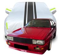 LPCQS Full Car Cover for 1985 Audi Sport Quattro, Waterproof/Scratchproof/Anti-UV All Weather Protection, Breathable Car Tarpaulin,B-Silver-Black