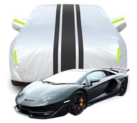 LPCQS Full Car Cover for Lamborghini Aventador SVJ, Waterproof/Scratchproof/Anti-UV All Weather Protection, Breathable Car Tarpaulin,B-Silver-Black