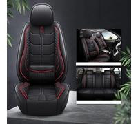 LPCQS Leather Seat Cover Protector for Amarok Atlas Atlas Tanoak Beetle Bora Caddy Eos Fox Golf, Waterproof Front Rear Seats Cushions Protectors All Weather Cushion,Black+red