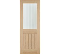 LPD Belize Solid Core 1L Clear/Frosted Lines Glazed Internal Door 2040 x 726mm Pre-Finished Oak