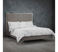 LPD Berkeley Mink-Grey Velvet Double Bed - Luxurious Comfort With Elegant Silver Accents
